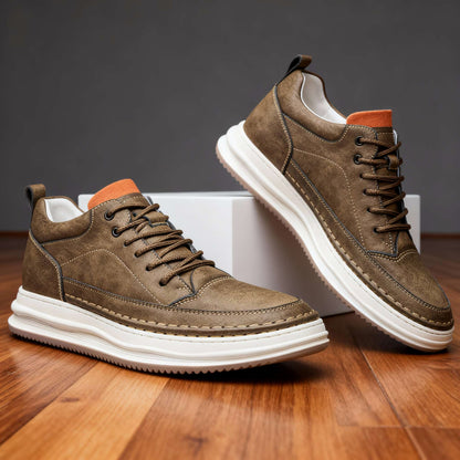 Leather Lace Up Low Top Sneakers