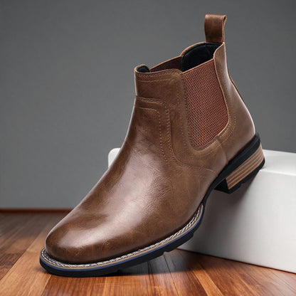 Leather Low Cut Chelsea Boots