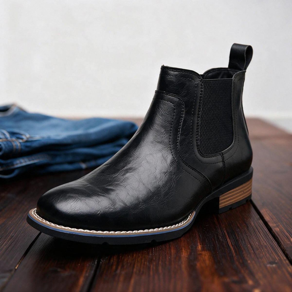 Leather Low Cut Chelsea Boots