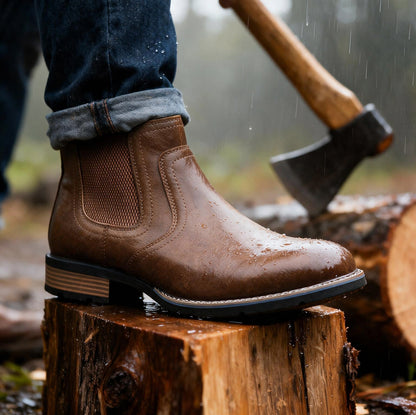 Leather Low Cut Chelsea Boots