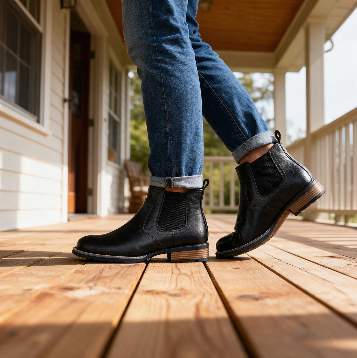 Leather Low Cut Chelsea Boots