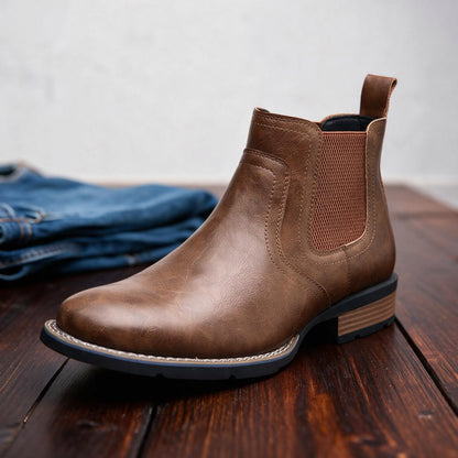Leather Low Cut Chelsea Boots