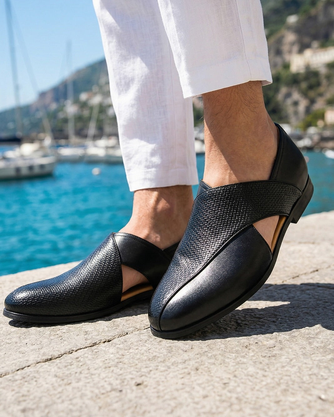 Leather Woven Slip On Dress Shoes