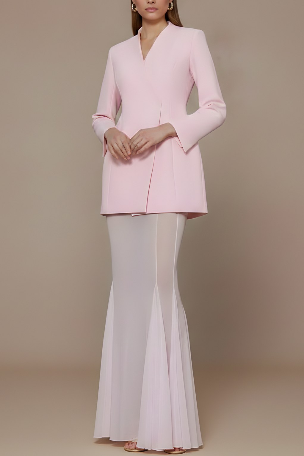 Long Sleeve Belted Blazer Maxi Dress