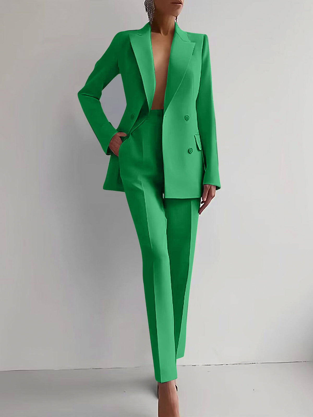 Long Sleeve Blazer and Pants Suit Set