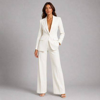 Long Sleeve Blazer and Wide Leg Pants Two Piece Set
