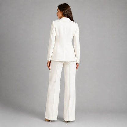 Long Sleeve Blazer and Wide Leg Pants Two Piece Set
