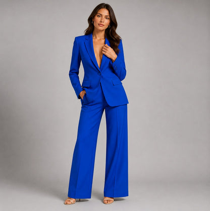 Long Sleeve Blazer and Wide Leg Pants Two Piece Set