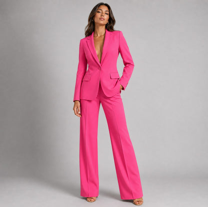 Long Sleeve Blazer and Wide Leg Pants Two Piece Set
