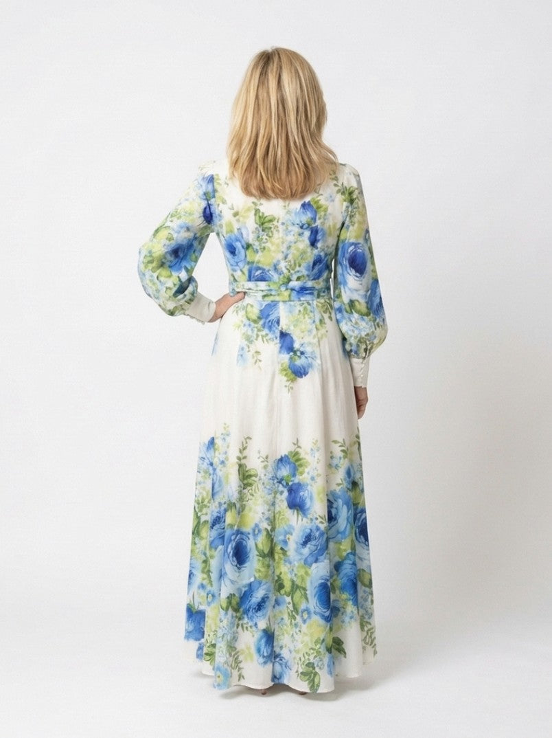 Long Sleeve Button Front Maxi Dress