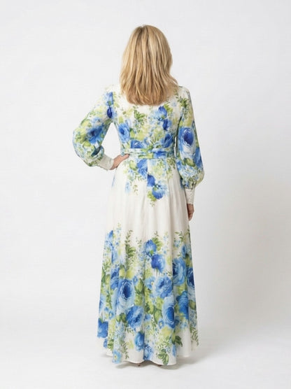 Long Sleeve Button Front Maxi Dress