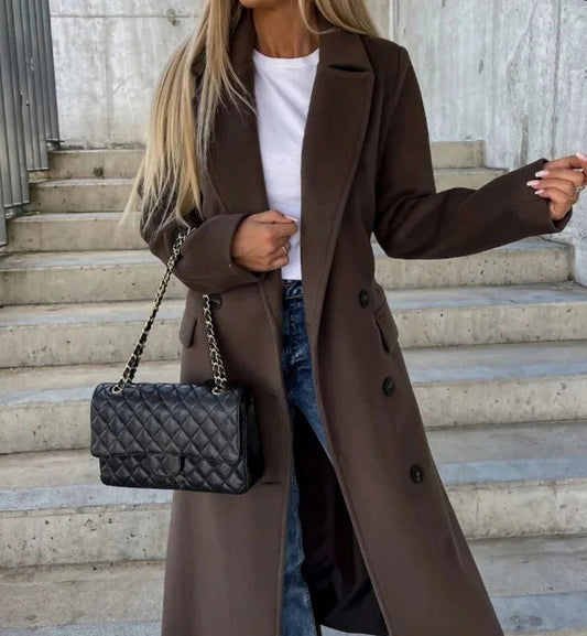 Long Sleeve Double Breasted Maxi Coat