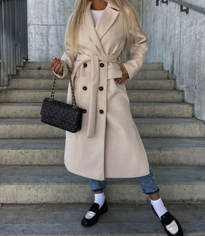Long Sleeve Double Breasted Maxi Coat
