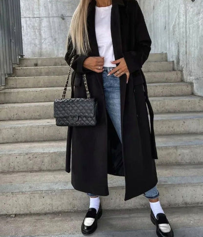 Long Sleeve Double Breasted Maxi Coat