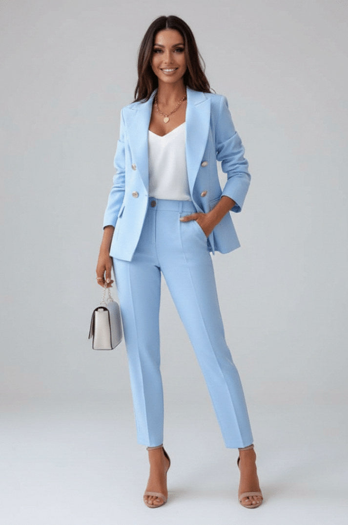 Long Sleeve Double Breasted Two Piece Pant Set