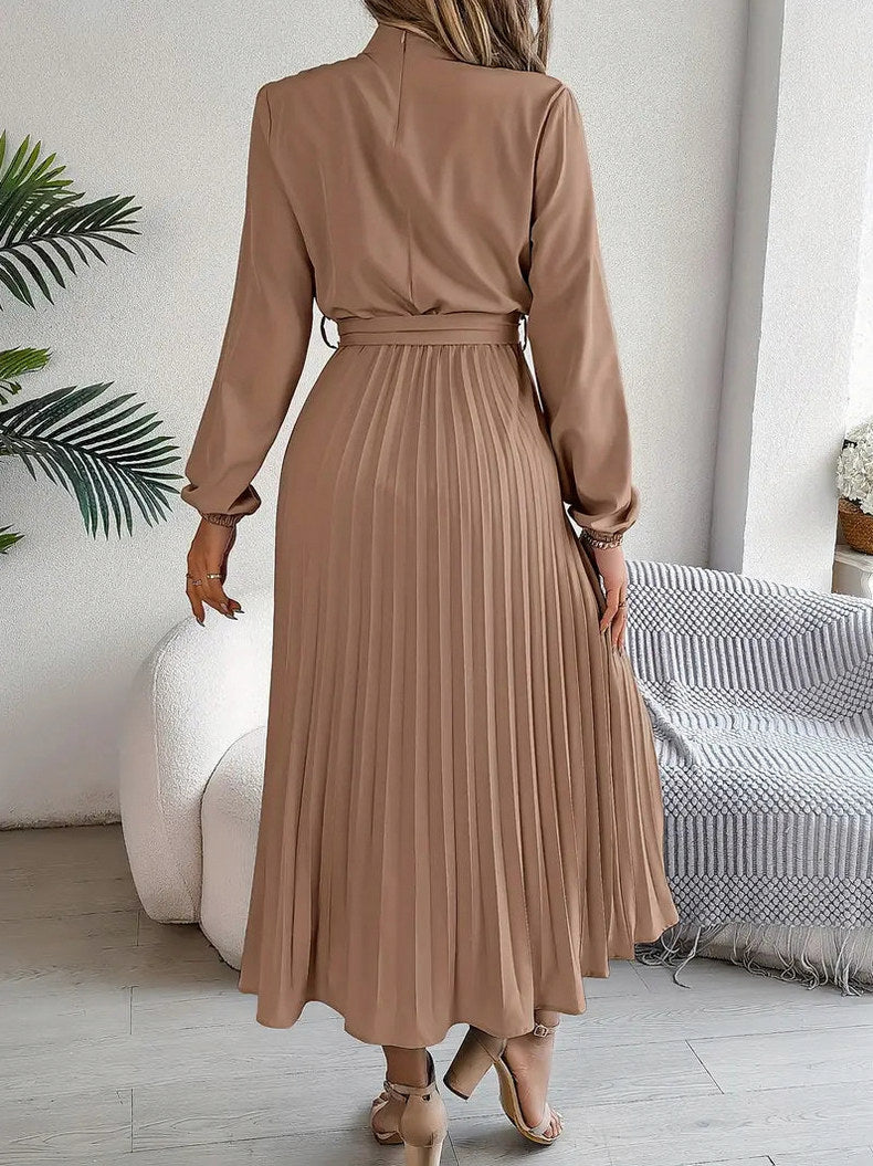 Long Sleeve Pleated Midi Dress