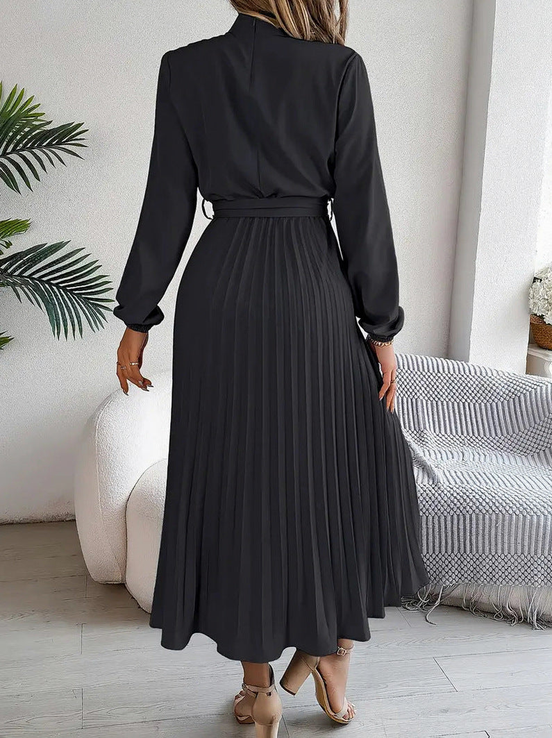 Long Sleeve Pleated Midi Dress