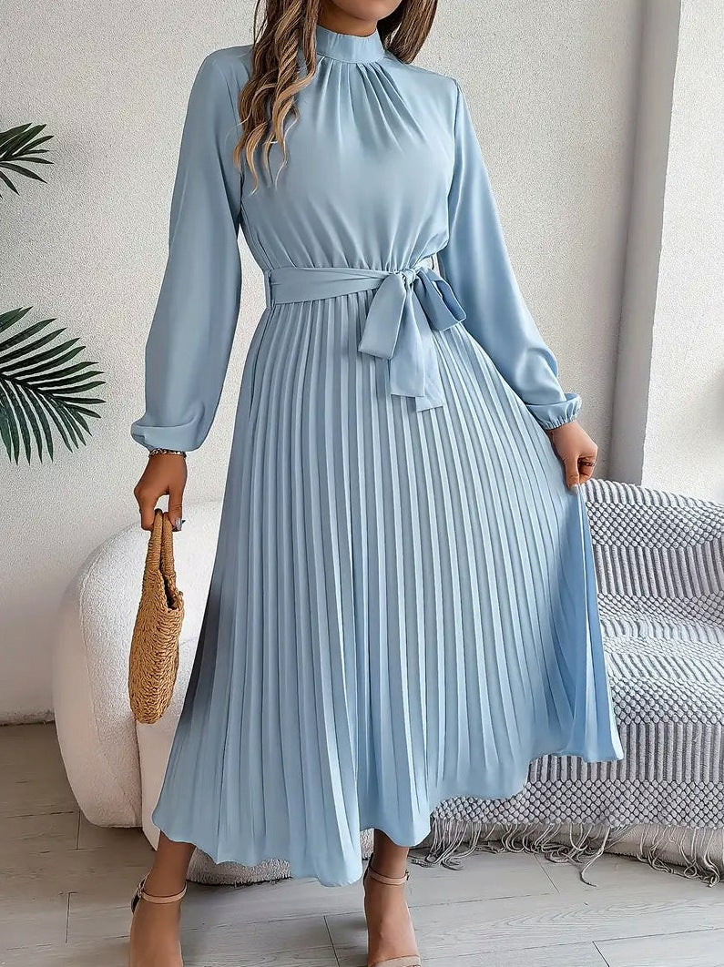 Long Sleeve Pleated Midi Dress