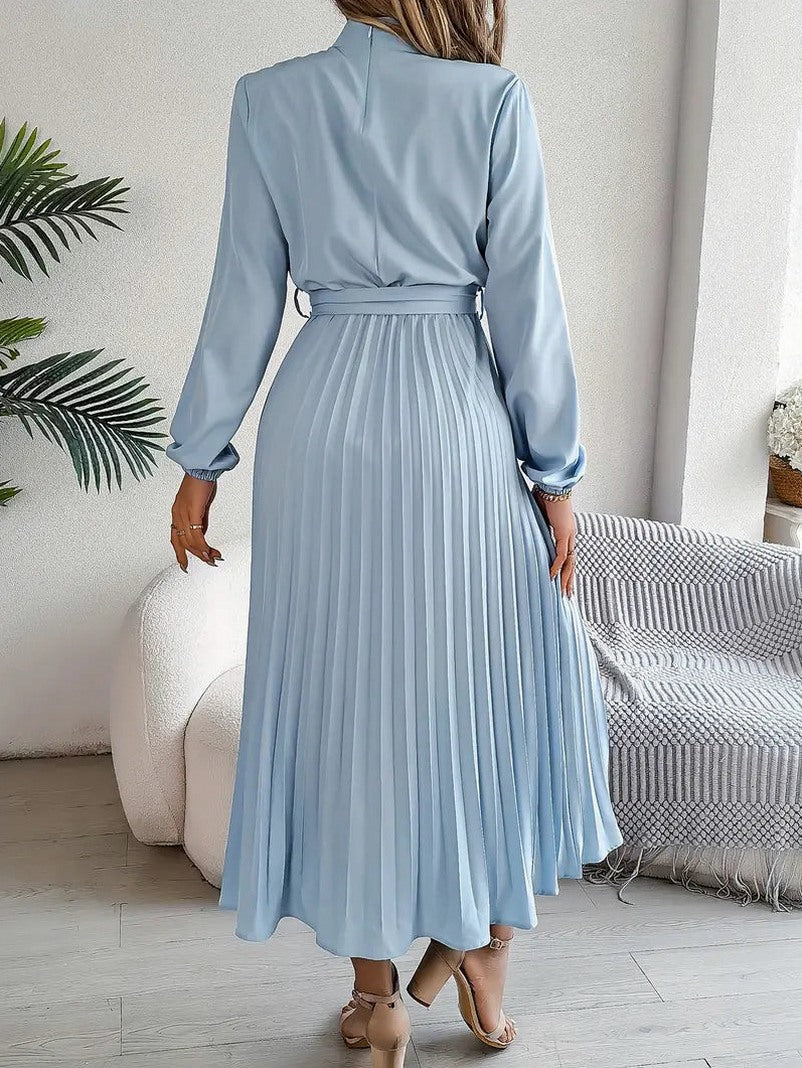 Long Sleeve Pleated Midi Dress