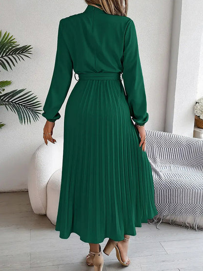 Long Sleeve Pleated Midi Dress