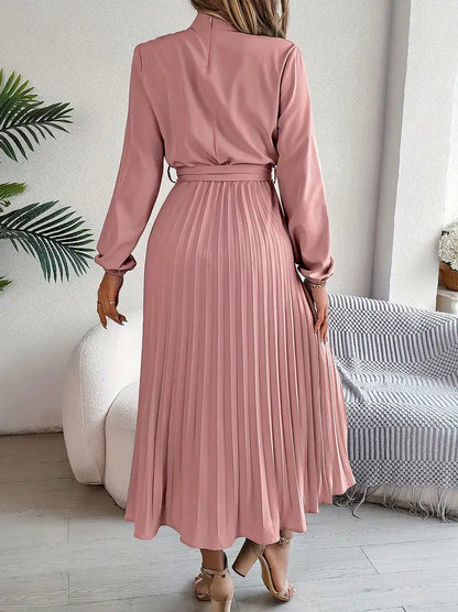Long Sleeve Pleated Midi Dress