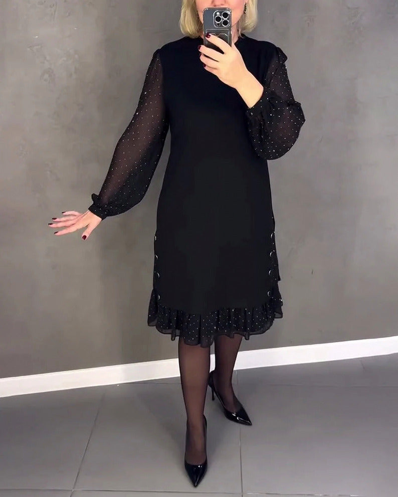 Long Sleeve Ruffle Hem Mini Dress