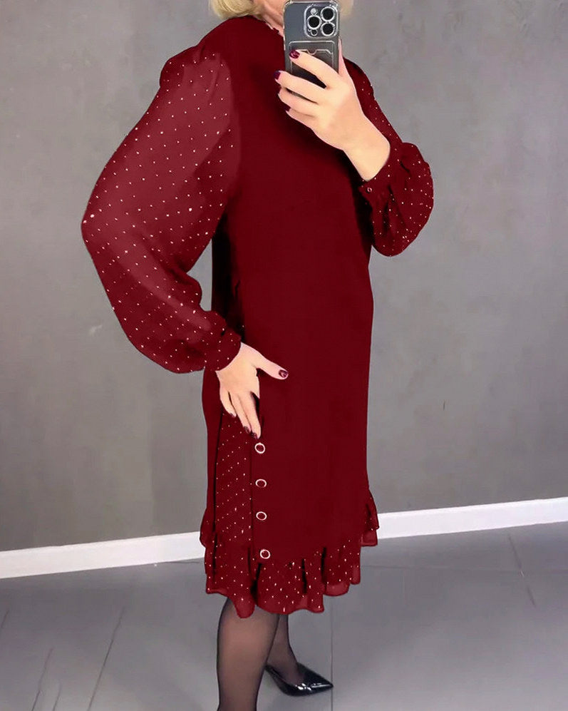 Long Sleeve Ruffle Hem Mini Dress