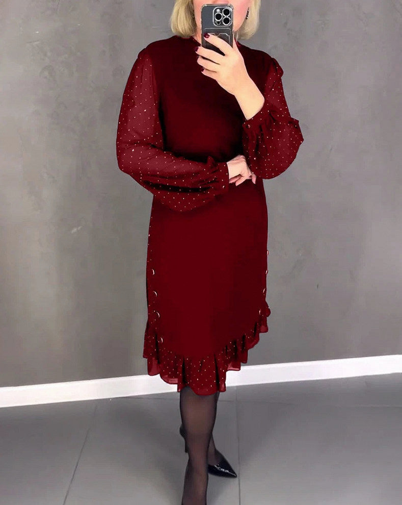 Long Sleeve Ruffle Hem Mini Dress