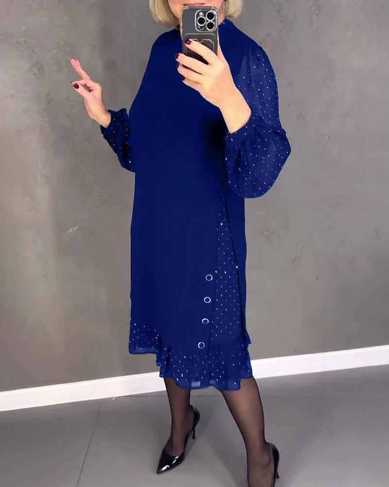 Long Sleeve Ruffle Hem Mini Dress
