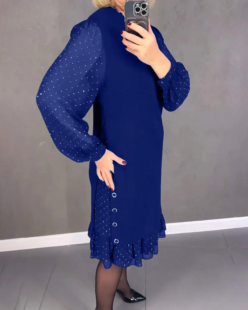 Long Sleeve Ruffle Hem Mini Dress
