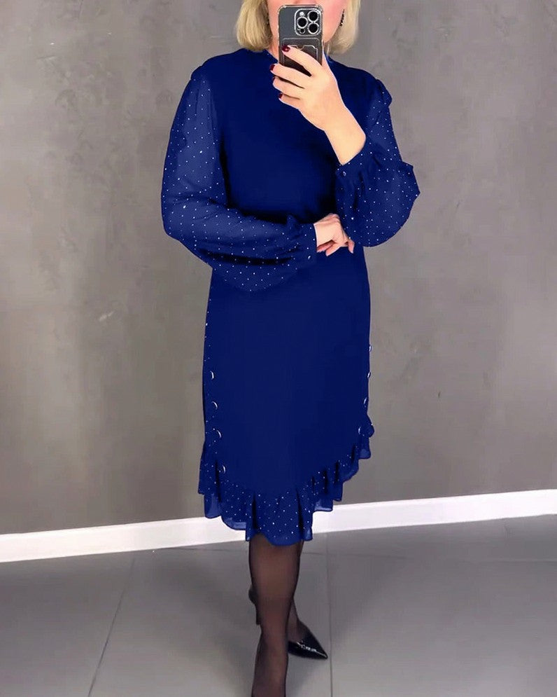 Long Sleeve Ruffle Hem Mini Dress