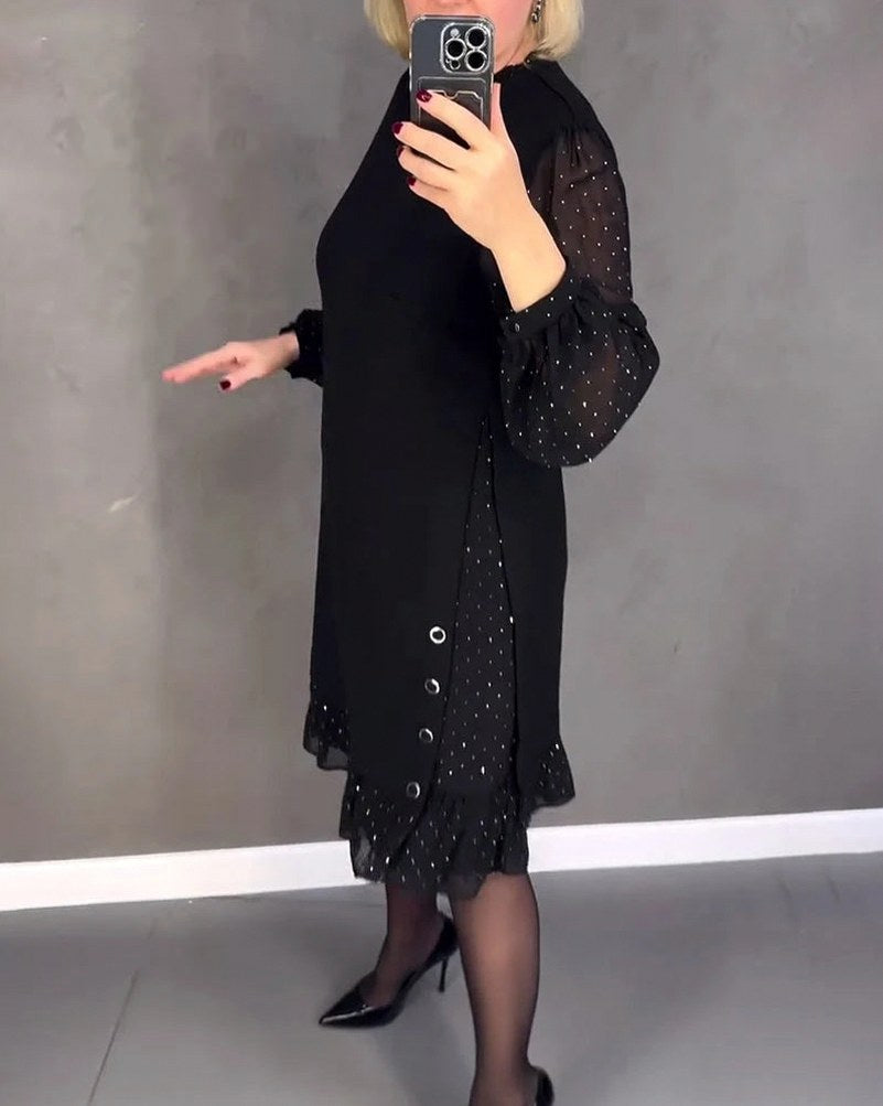 Long Sleeve Ruffle Hem Mini Dress