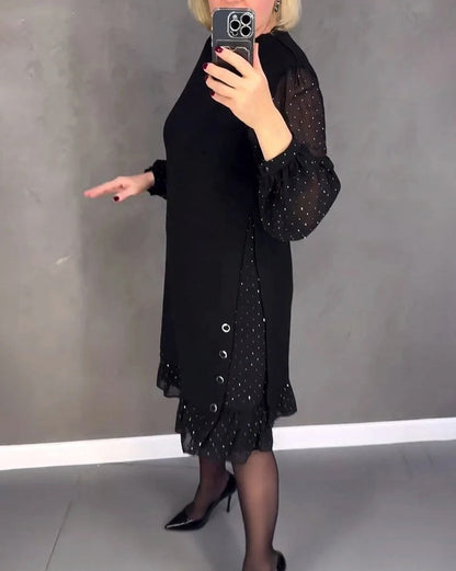 Long Sleeve Ruffle Hem Mini Dress