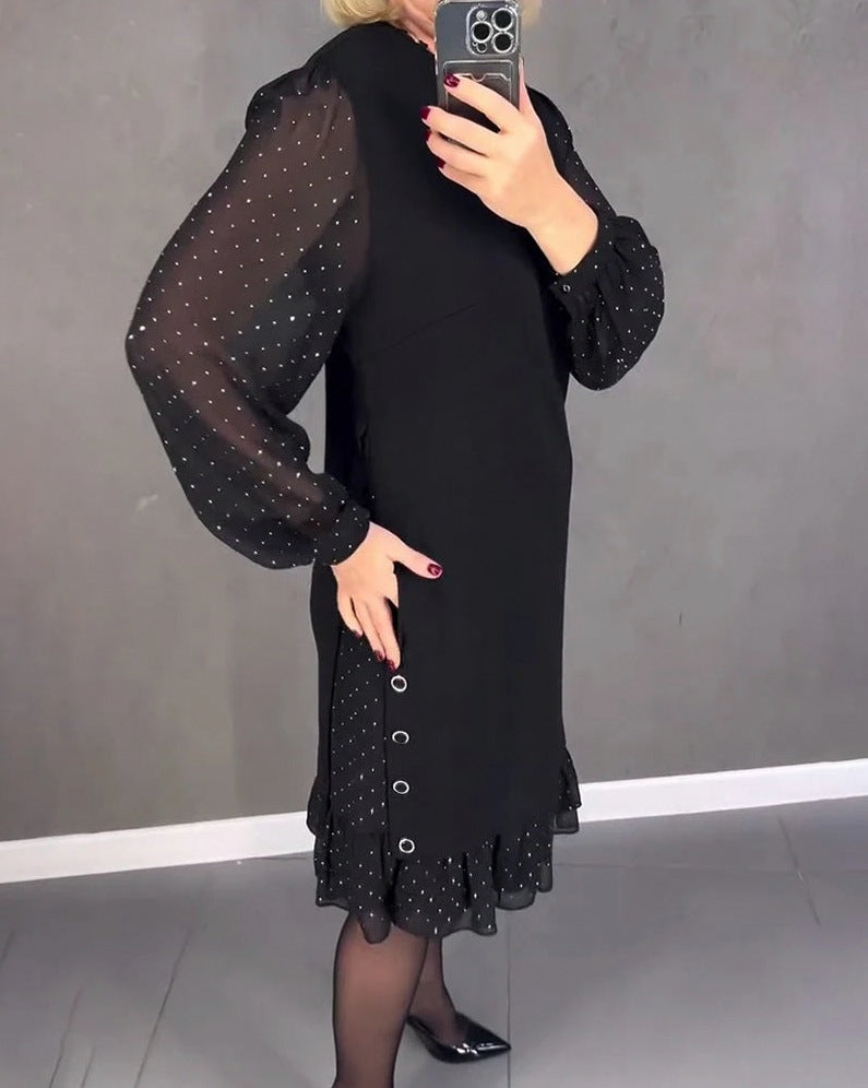 Long Sleeve Ruffle Hem Mini Dress