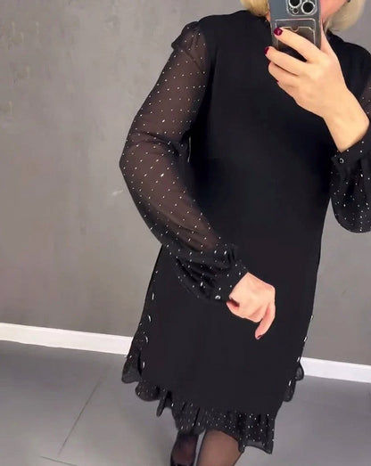 Long Sleeve Ruffle Hem Mini Dress