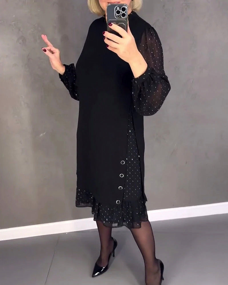 Long Sleeve Ruffle Hem Mini Dress
