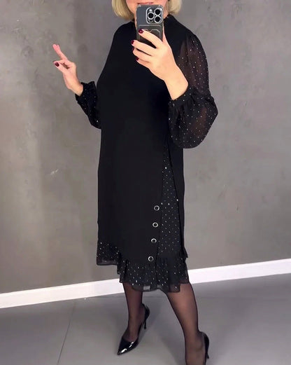Long Sleeve Ruffle Hem Mini Dress