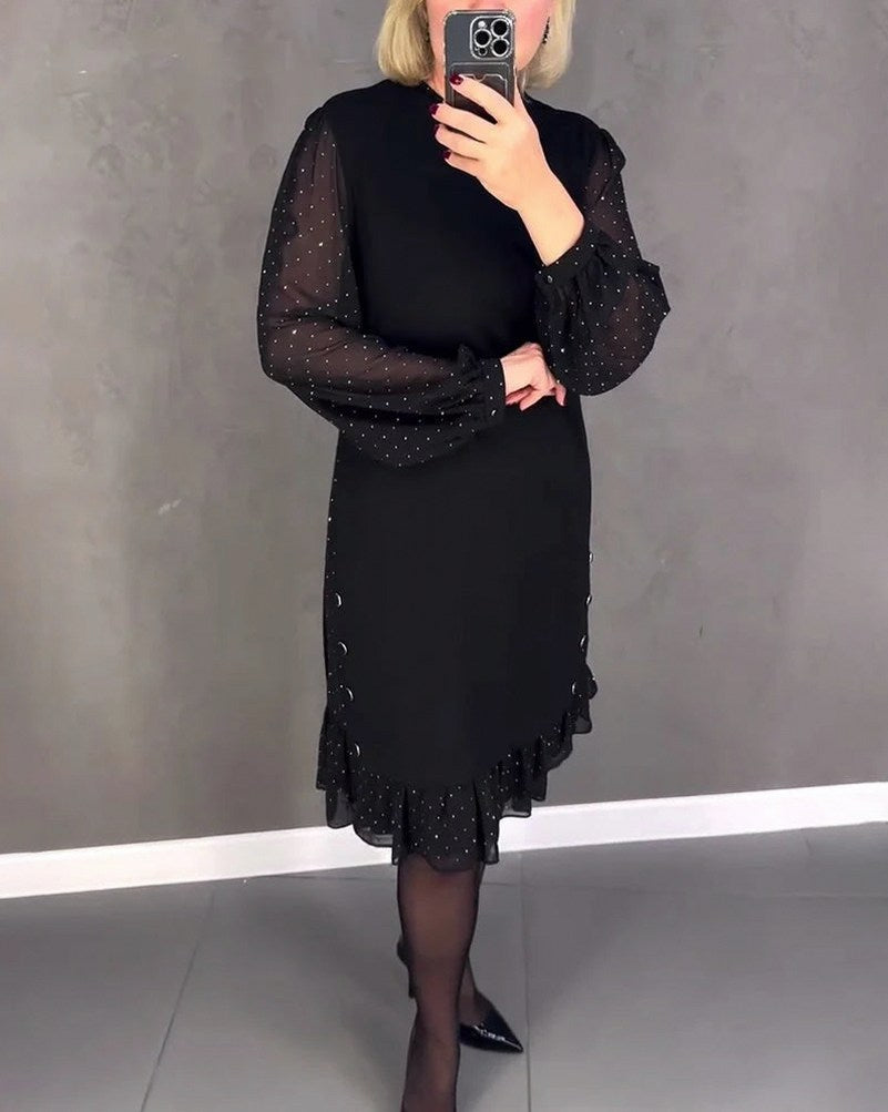 Long Sleeve Ruffle Hem Mini Dress