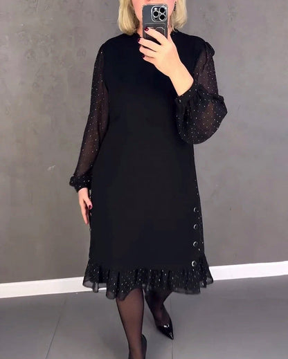 Long Sleeve Ruffle Hem Mini Dress