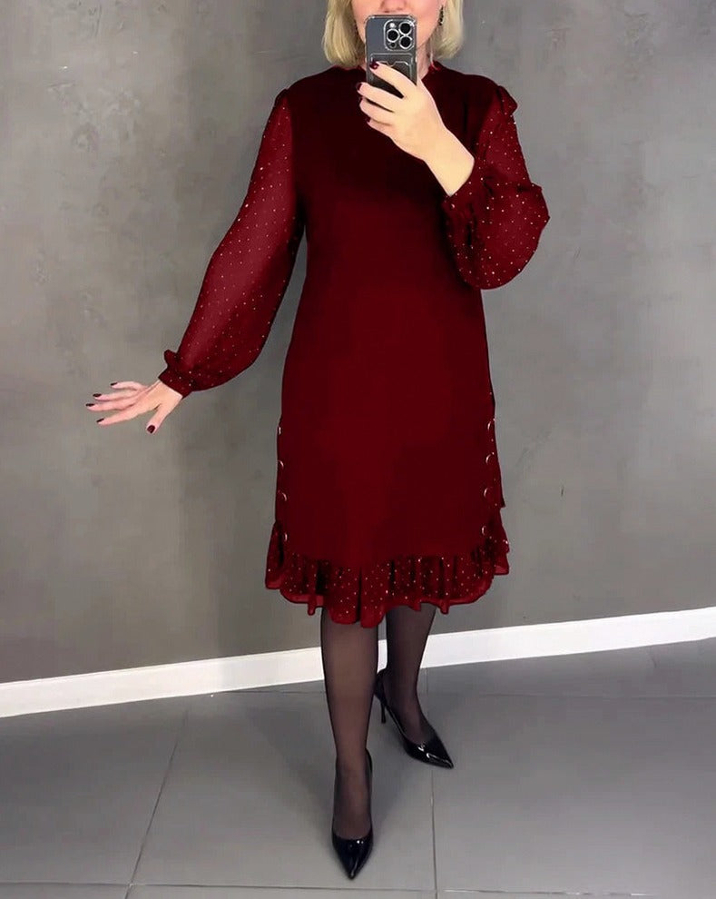Long Sleeve Ruffle Hem Mini Dress