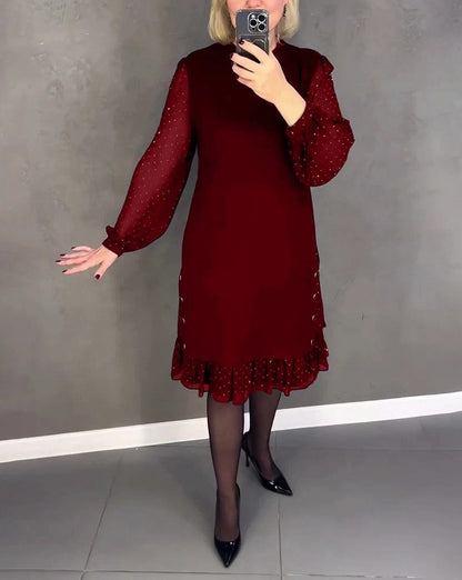 Long Sleeve Ruffle Hem Mini Dress