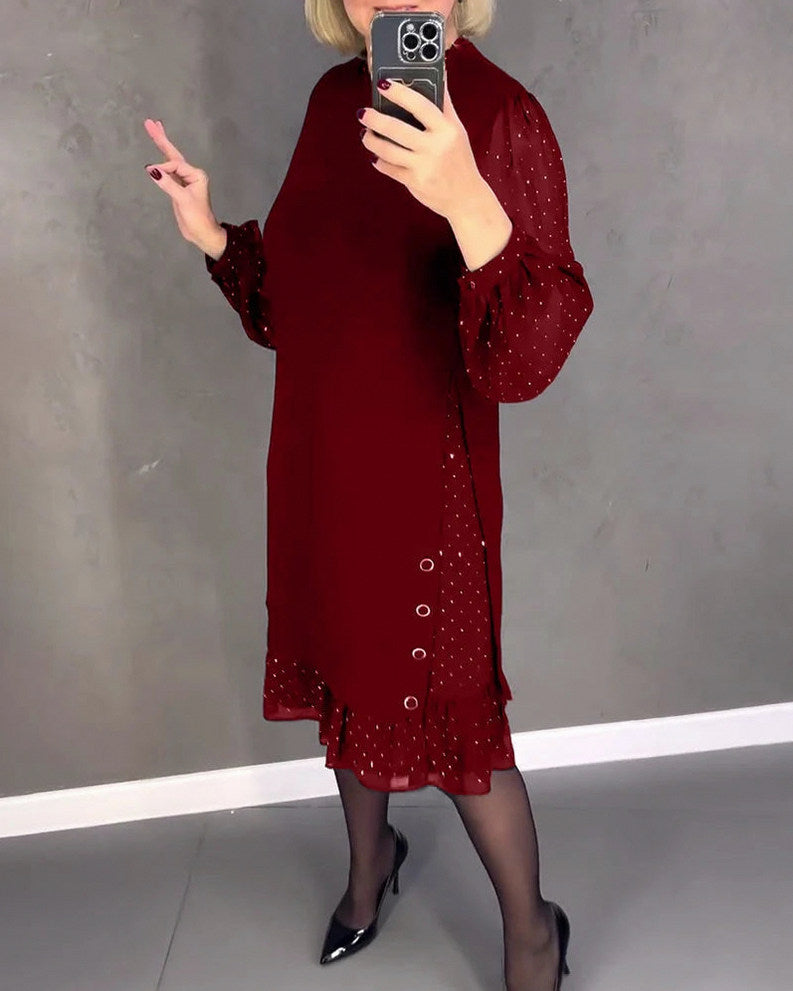 Long Sleeve Ruffle Hem Mini Dress