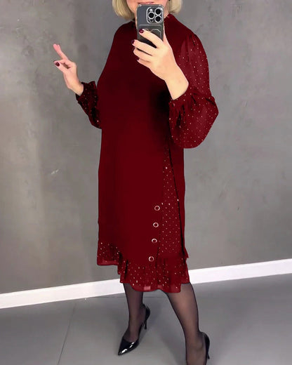 Long Sleeve Ruffle Hem Mini Dress
