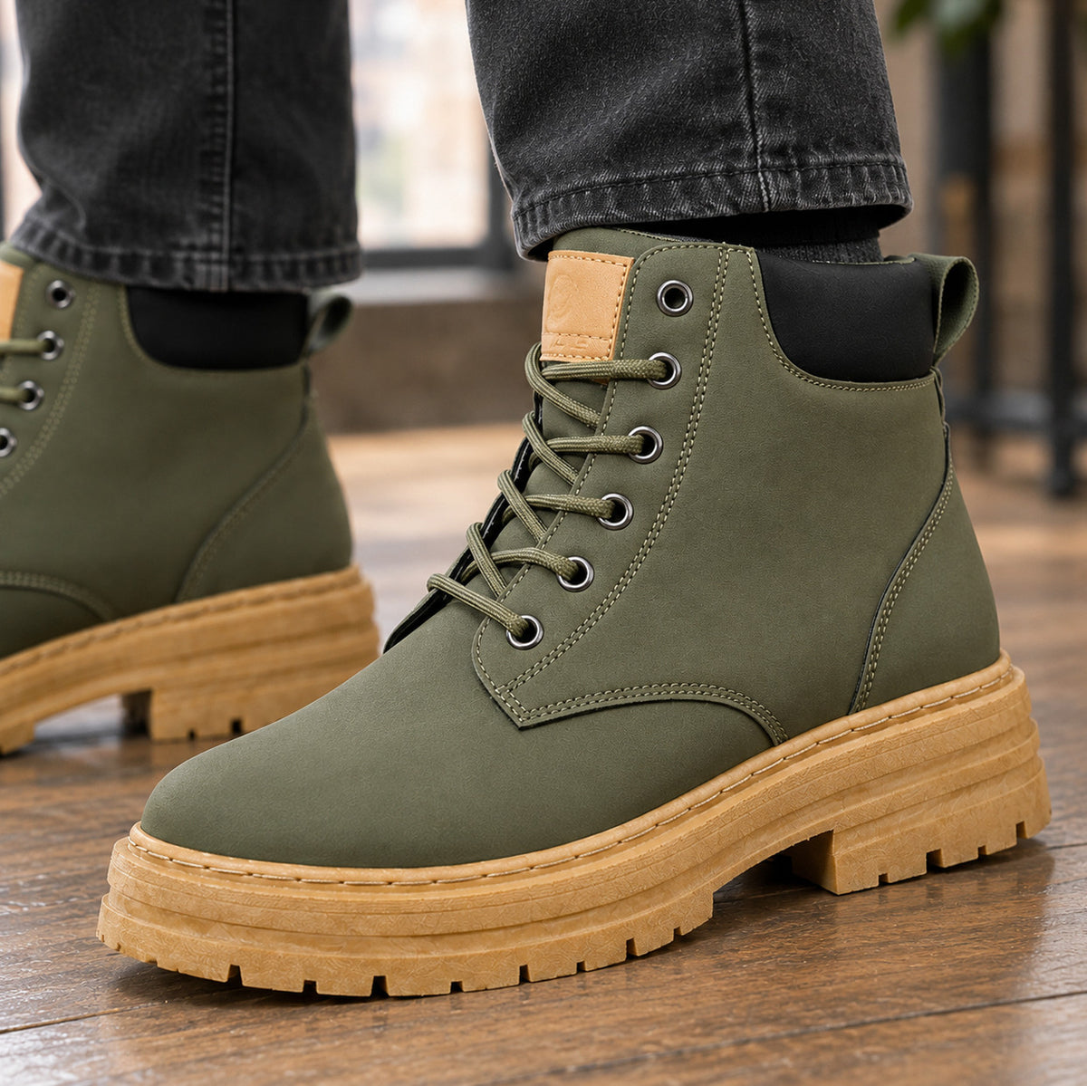 Lug Sole Lace Up Combat Boots