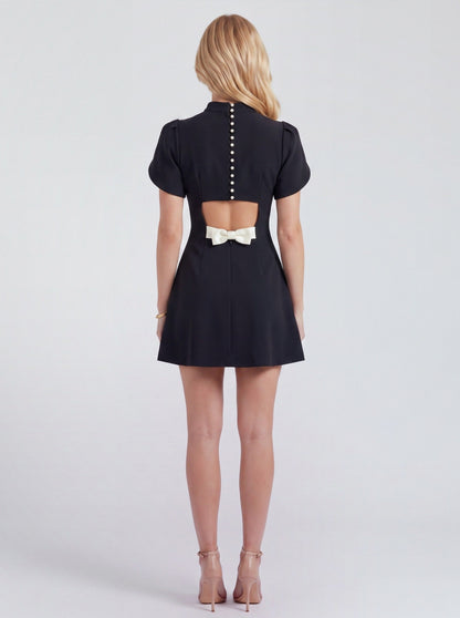 Mock Neck Short Sleeve Mini Dress