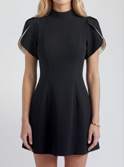 Mock Neck Short Sleeve Mini Dress