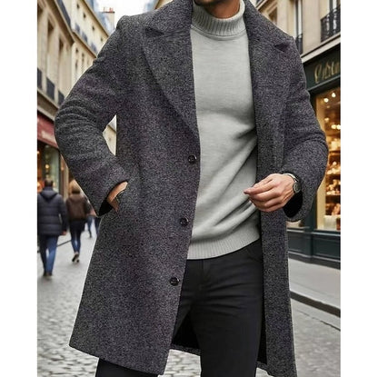 Notch Lapel Button Front Overcoat