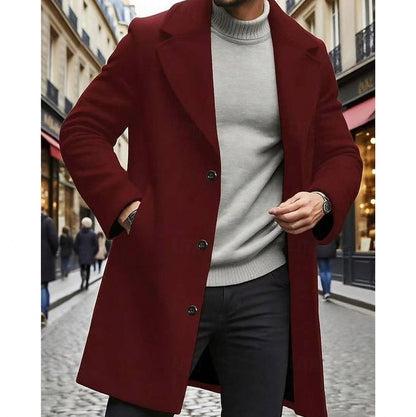 Notch Lapel Button Front Overcoat