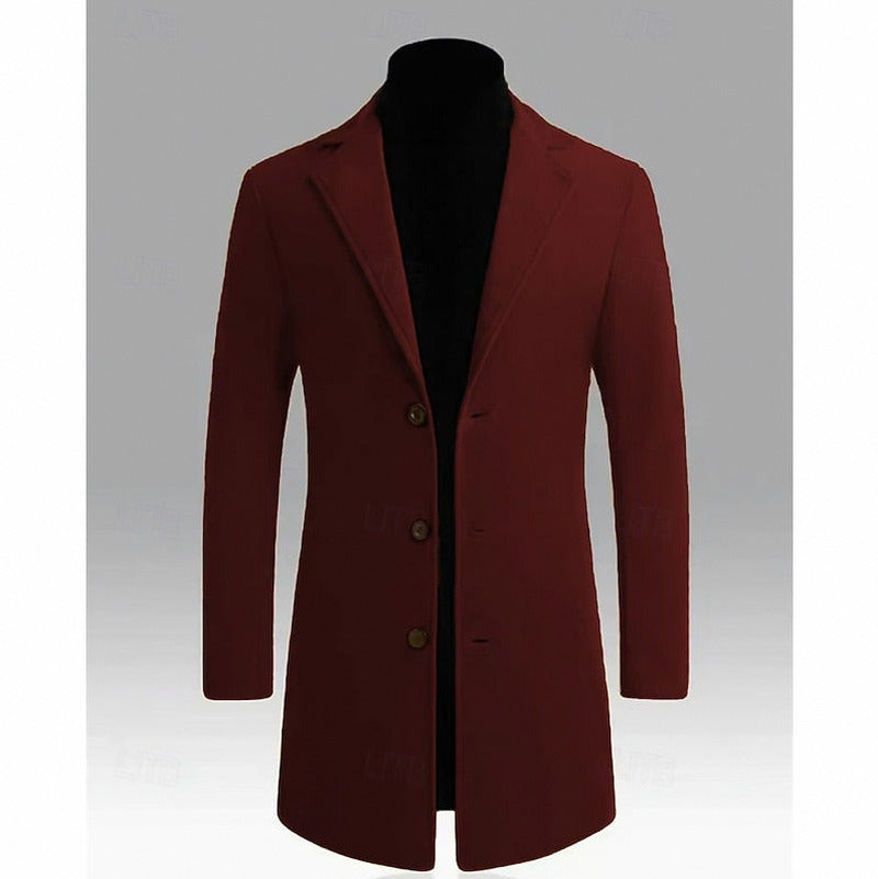 Notch Lapel Button Front Overcoat