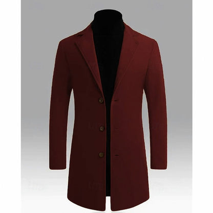 Notch Lapel Button Front Overcoat